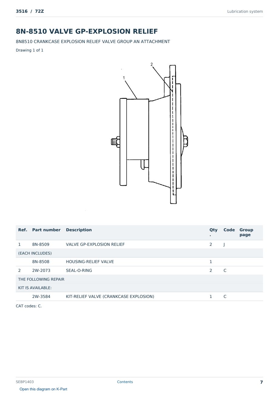 Caterpillar 3516 S/N 72Z Partsbook SEBP1403 (English) - sample page 7 of 10 Caterpillar 3516 S/N 72Z Partsbook SEBP1403 (English) - sample page 7 of 10