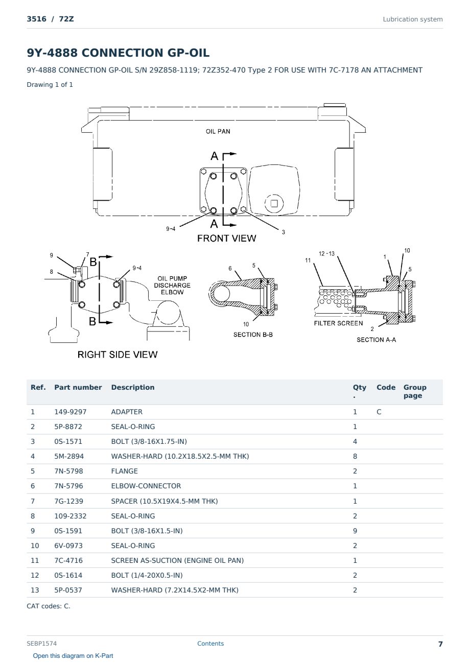 Caterpillar 3516 S/N 72Z Partsbook SEBP1574 (English) - sample page 7 of 10 Caterpillar 3516 S/N 72Z Partsbook SEBP1574 (English) - sample page 7 of 10