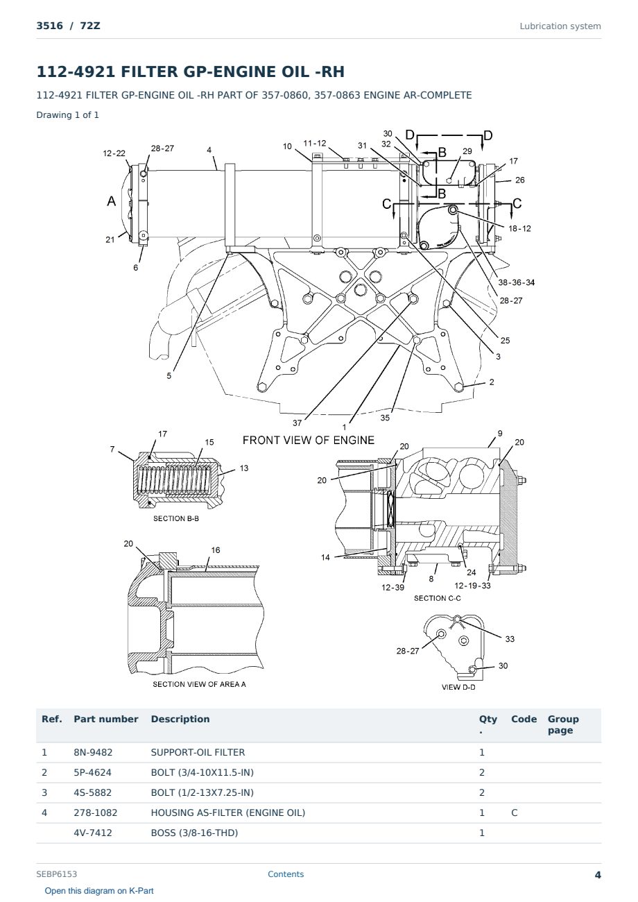 Caterpillar 3516 S/N 72Z Partsbook SEBP6153 (English) - sample page 4 of 10 Caterpillar 3516 S/N 72Z Partsbook SEBP6153 (English) - sample page 4 of 10