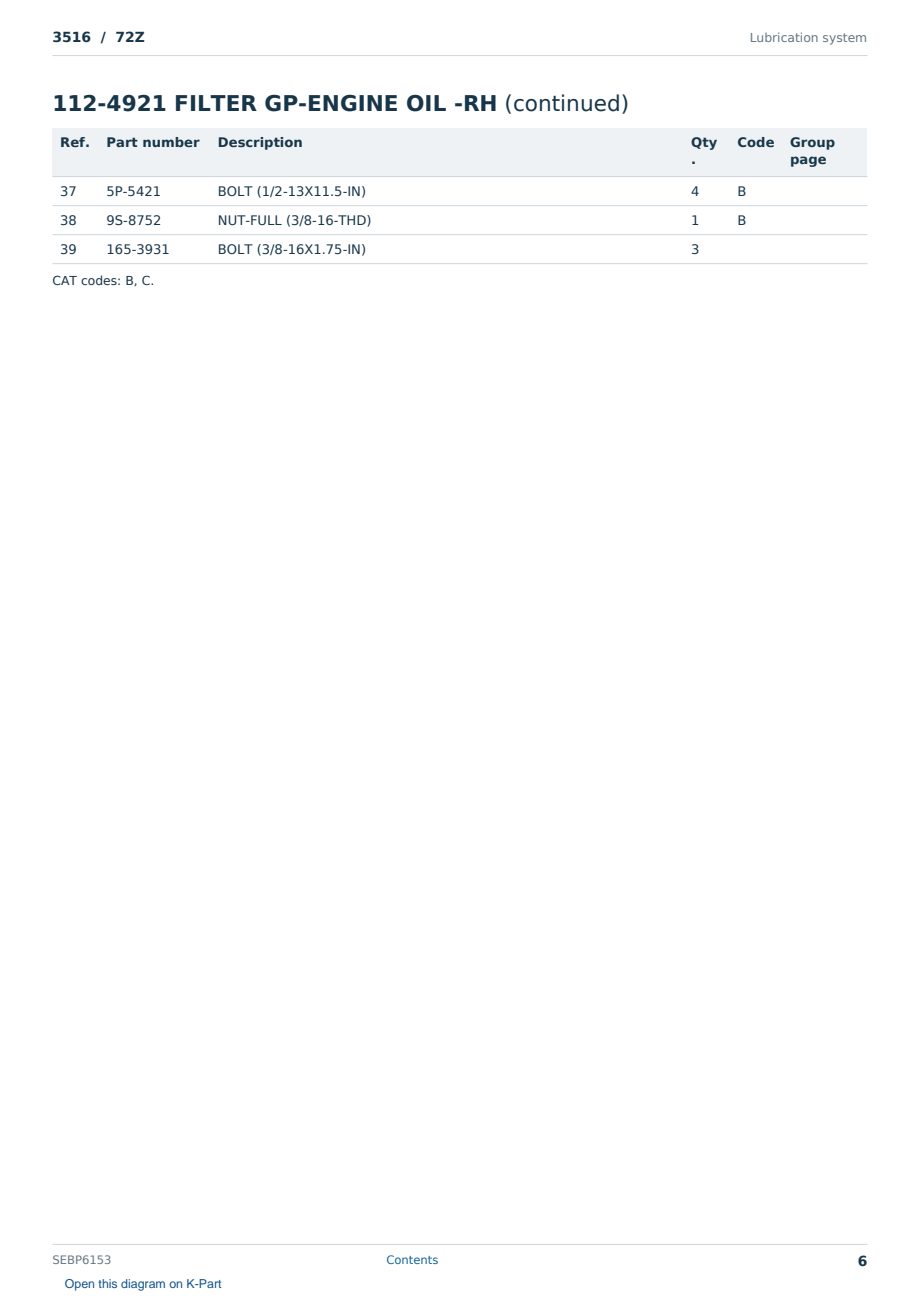 Caterpillar 3516 S/N 72Z Partsbook SEBP6153 (English) - sample page 6 of 10 Caterpillar 3516 S/N 72Z Partsbook SEBP6153 (English) - sample page 6 of 10