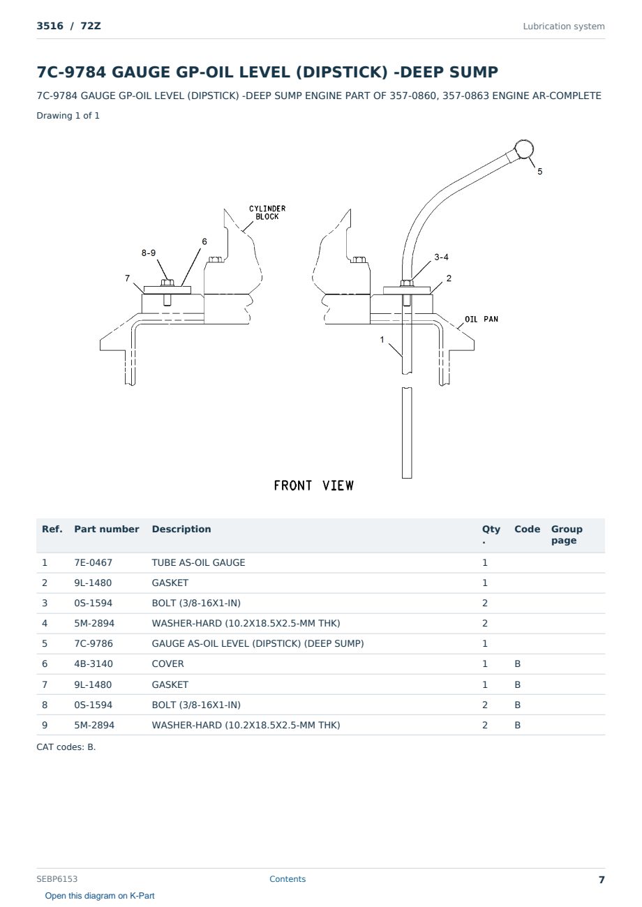 Caterpillar 3516 S/N 72Z Partsbook SEBP6153 (English) - sample page 7 of 10 Caterpillar 3516 S/N 72Z Partsbook SEBP6153 (English) - sample page 7 of 10