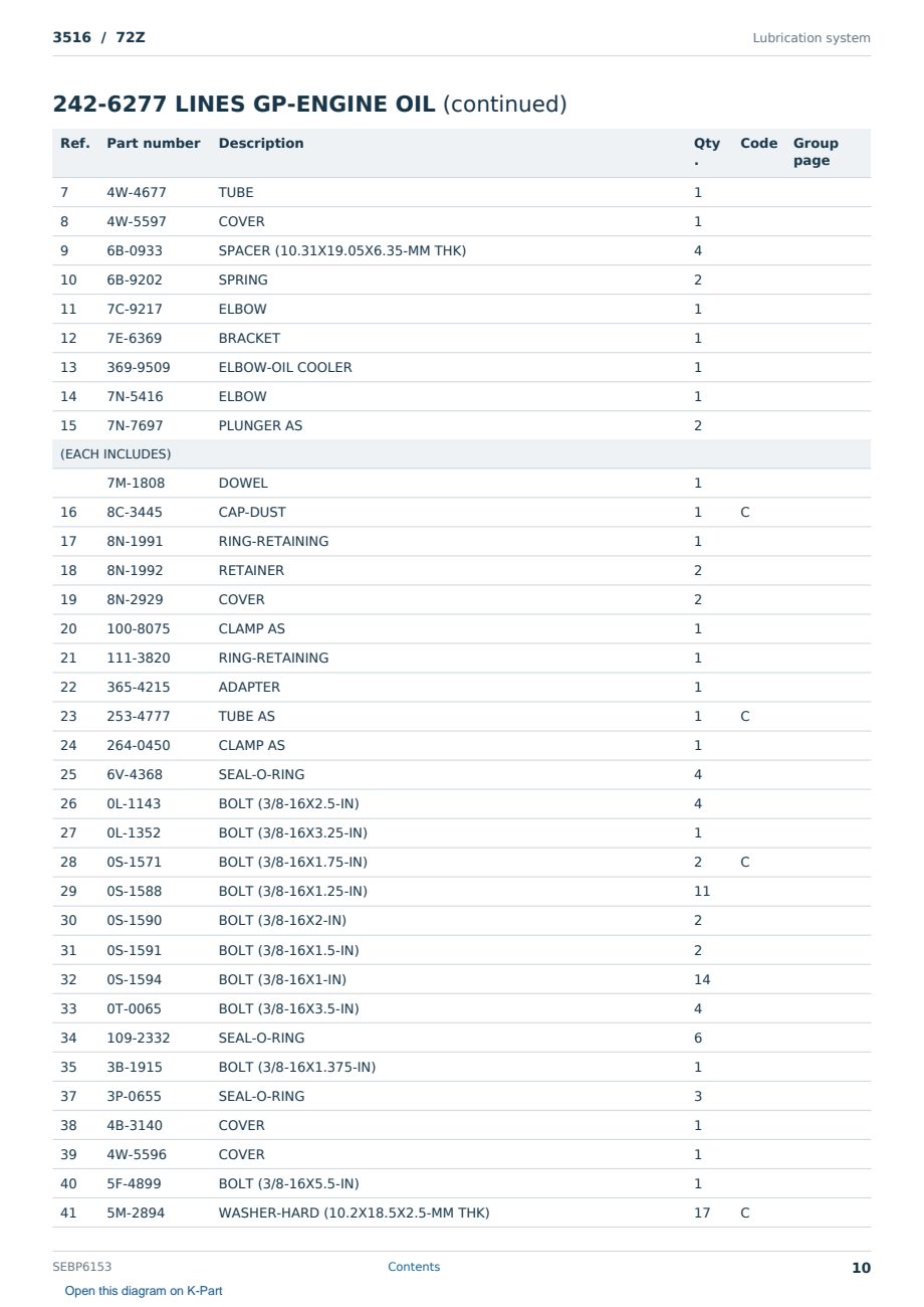 Caterpillar 3516 S/N 72Z Partsbook SEBP6153 (English) - sample page 10 of 10 Caterpillar 3516 S/N 72Z Partsbook SEBP6153 (English) - sample page 10 of 10