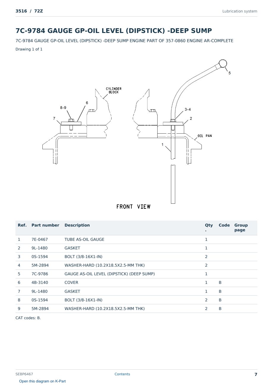 Caterpillar 3516 S/N 72Z Partsbook SEBP6467 (English) - sample page 7 of 10 Caterpillar 3516 S/N 72Z Partsbook SEBP6467 (English) - sample page 7 of 10