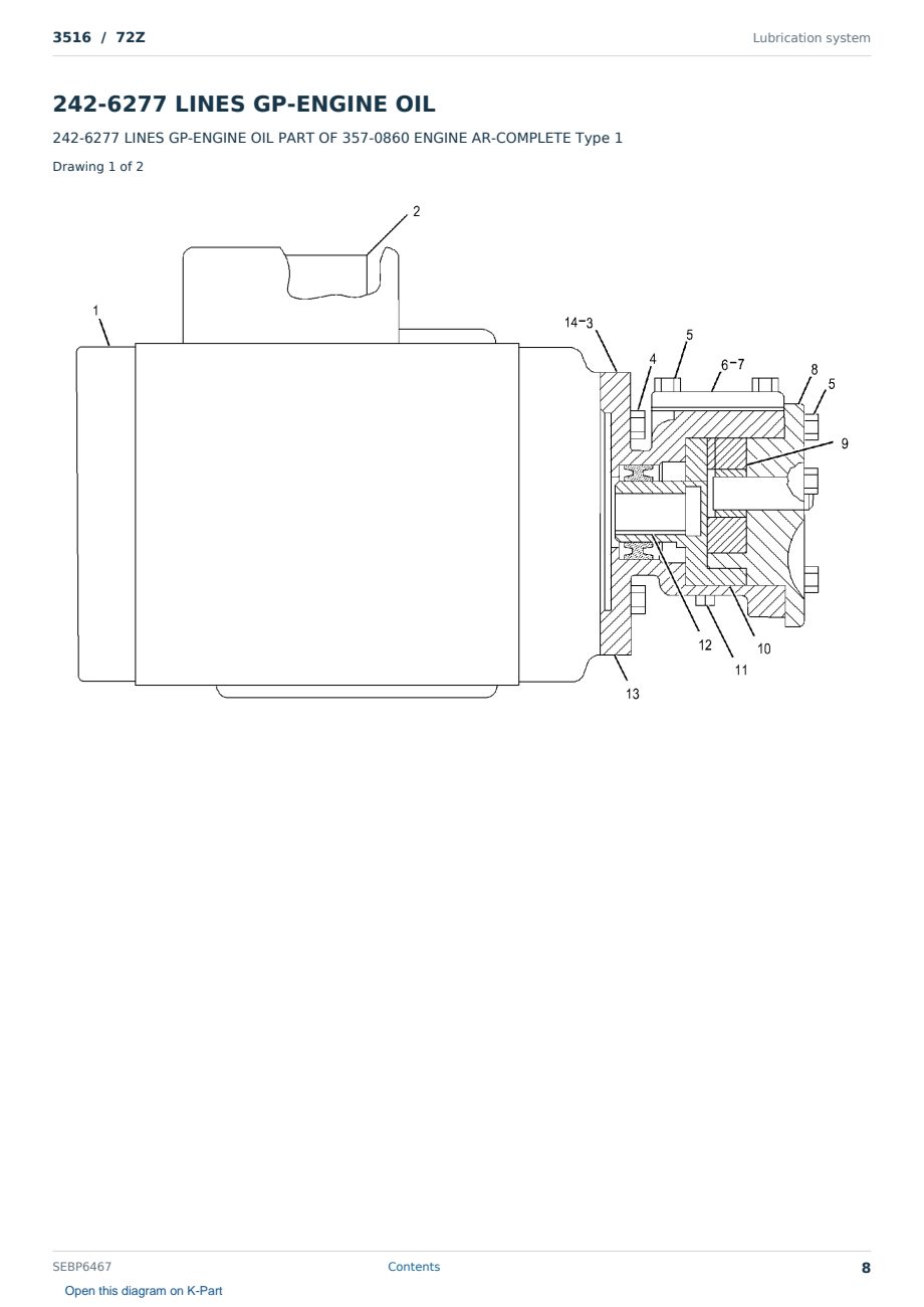 Caterpillar 3516 S/N 72Z Partsbook SEBP6467 (English) - sample page 8 of 10 Caterpillar 3516 S/N 72Z Partsbook SEBP6467 (English) - sample page 8 of 10