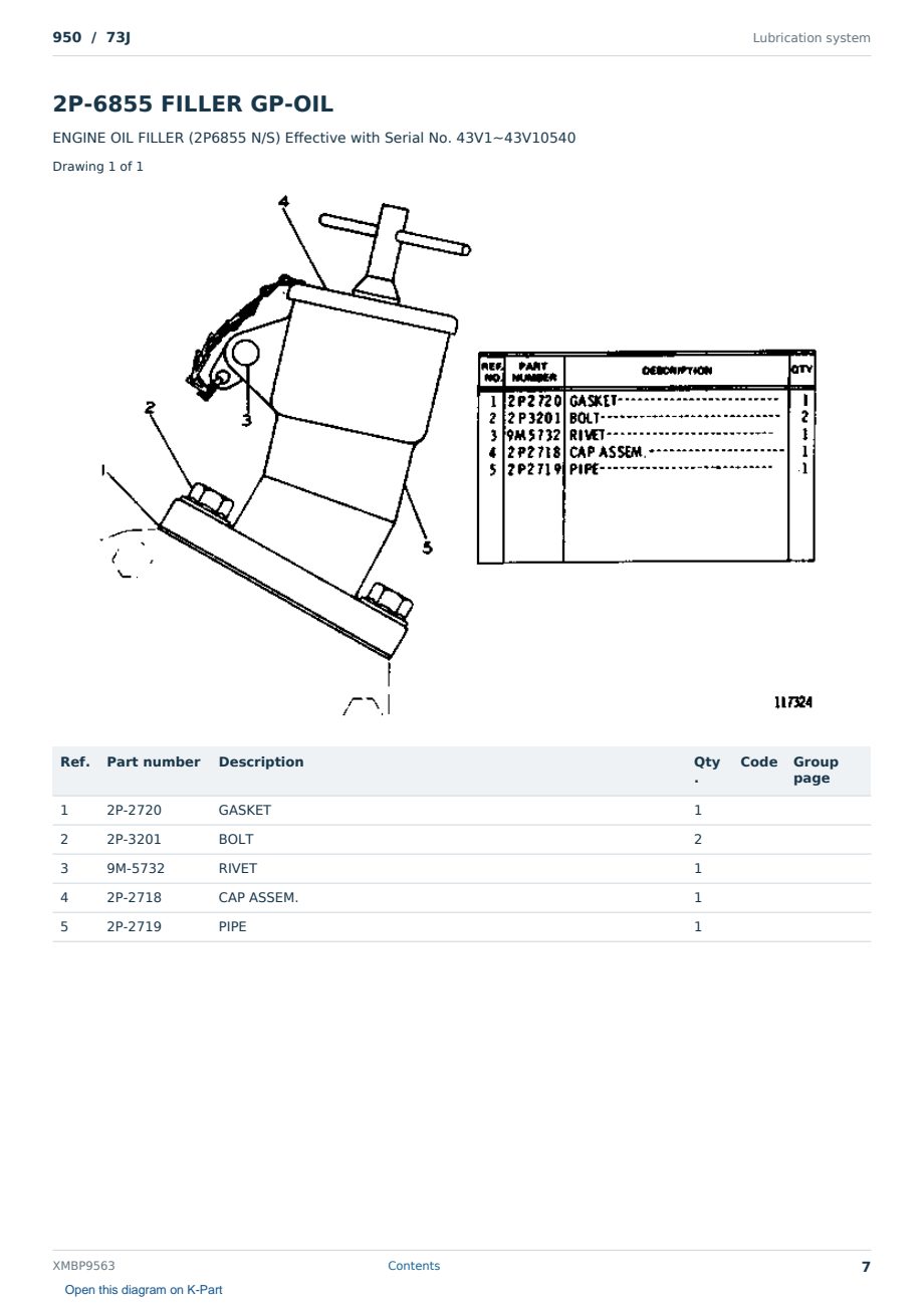 Caterpillar 950 S/N 73J Partsbook XMBP9563 (English) - sample page 7 of 10 Caterpillar 950 S/N 73J Partsbook XMBP9563 (English) - sample page 7 of 10