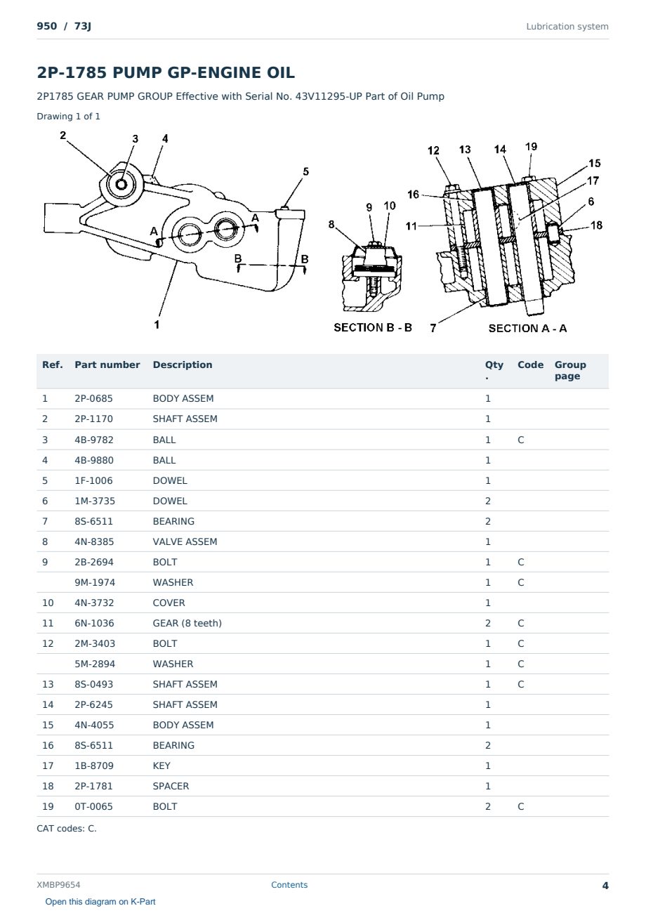 Caterpillar 950 S/N 73J Partsbook XMBP9654 (English) - sample page 4 of 10 Caterpillar 950 S/N 73J Partsbook XMBP9654 (English) - sample page 4 of 10