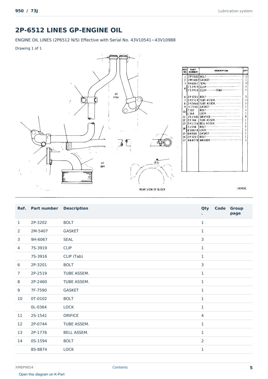 Caterpillar 950 S/N 73J Partsbook XMBP9654 (English) - sample page 5 of 10 Caterpillar 950 S/N 73J Partsbook XMBP9654 (English) - sample page 5 of 10