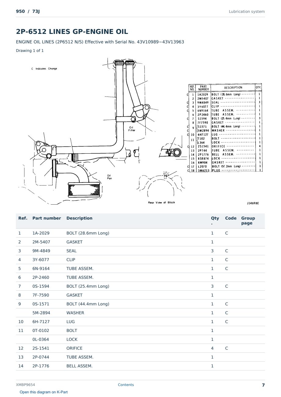 Caterpillar 950 S/N 73J Partsbook XMBP9654 (English) - sample page 7 of 10 Caterpillar 950 S/N 73J Partsbook XMBP9654 (English) - sample page 7 of 10