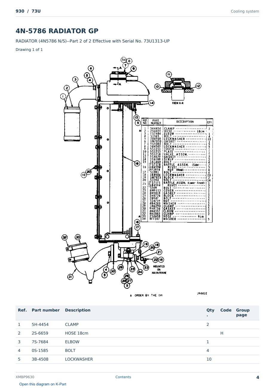 Caterpillar 930 S/N 73U Partsbook XMBP9630 (English) - sample page 4 of 10 Caterpillar 930 S/N 73U Partsbook XMBP9630 (English) - sample page 4 of 10