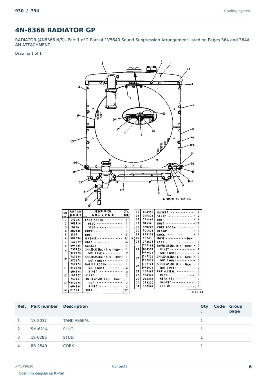 Caterpillar 930 S/N 73U Partsbook XMBP9630 (English) - sample page 6 of 10 Caterpillar 930 S/N 73U Partsbook XMBP9630 (English) - sample page 6 of 10