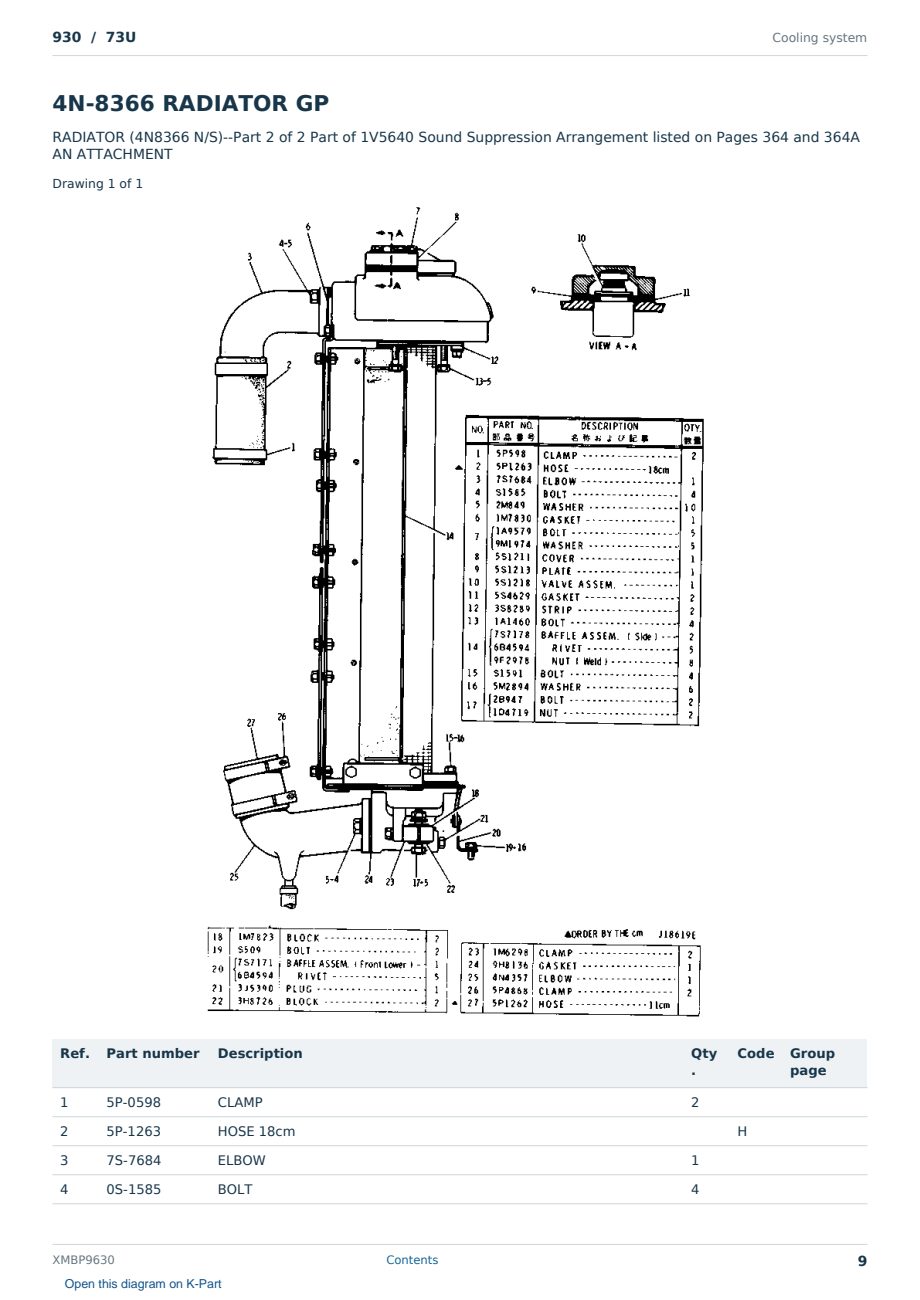 Caterpillar 930 S/N 73U Partsbook XMBP9630 (English) - sample page 9 of 10 Caterpillar 930 S/N 73U Partsbook XMBP9630 (English) - sample page 9 of 10