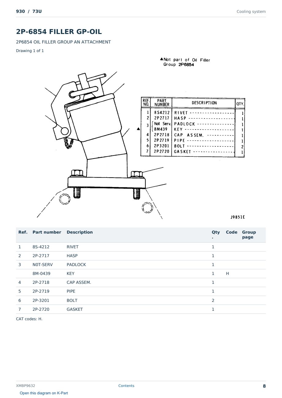 Caterpillar 930 S/N 73U Partsbook XMBP9632 (English) - sample page 8 of 10 Caterpillar 930 S/N 73U Partsbook XMBP9632 (English) - sample page 8 of 10