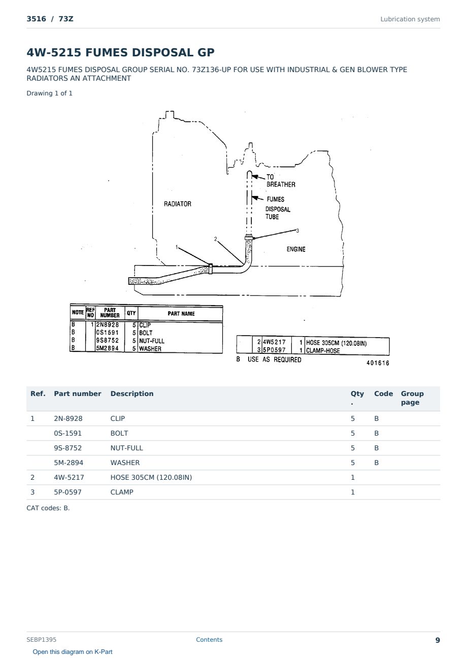 Caterpillar 3516 S/N 73Z Partsbook SEBP1395 (English) - sample page 9 of 10 Caterpillar 3516 S/N 73Z Partsbook SEBP1395 (English) - sample page 9 of 10