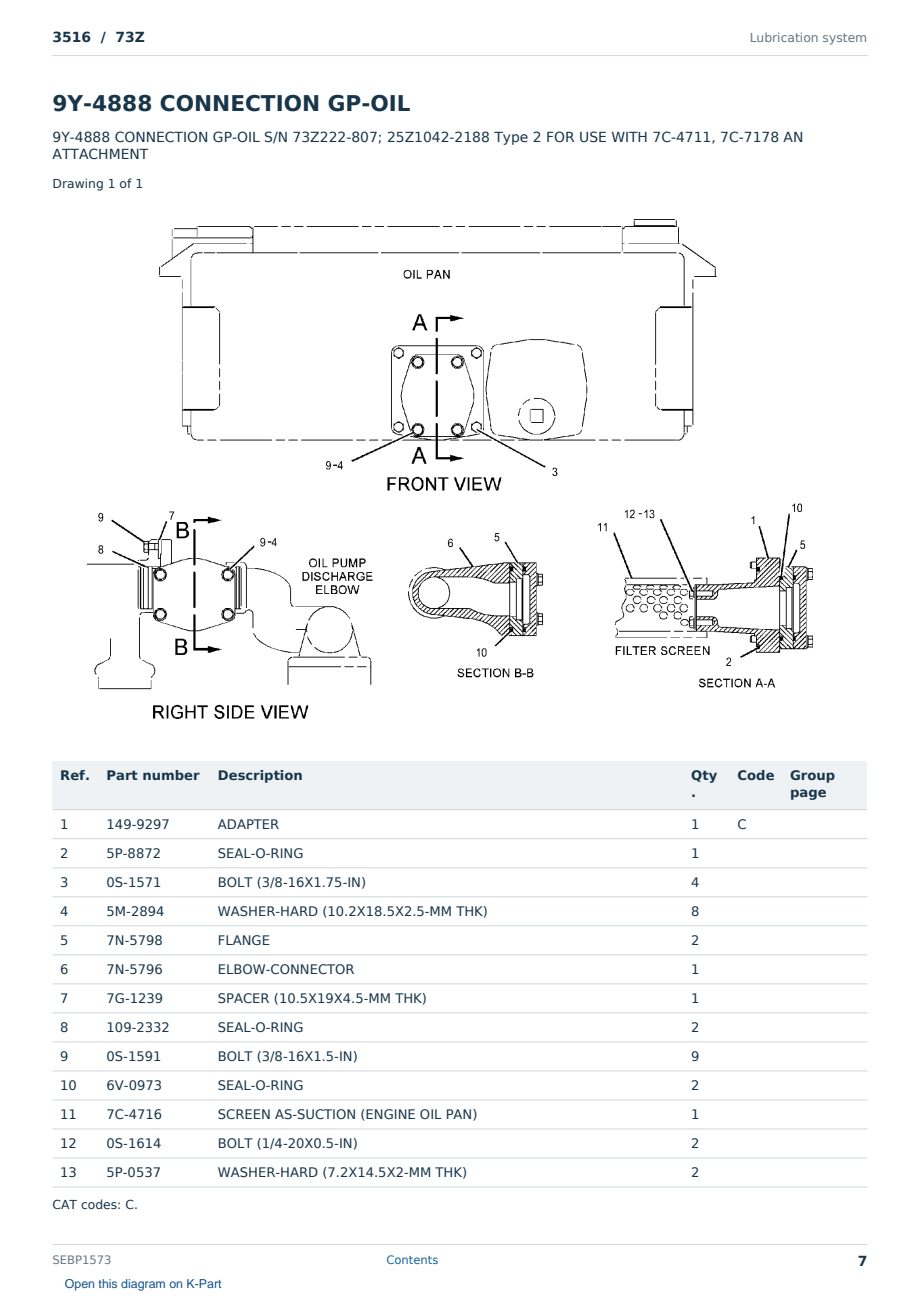 Caterpillar 3516 S/N 73Z Partsbook SEBP1573 (English) - sample page 7 of 10 Caterpillar 3516 S/N 73Z Partsbook SEBP1573 (English) - sample page 7 of 10