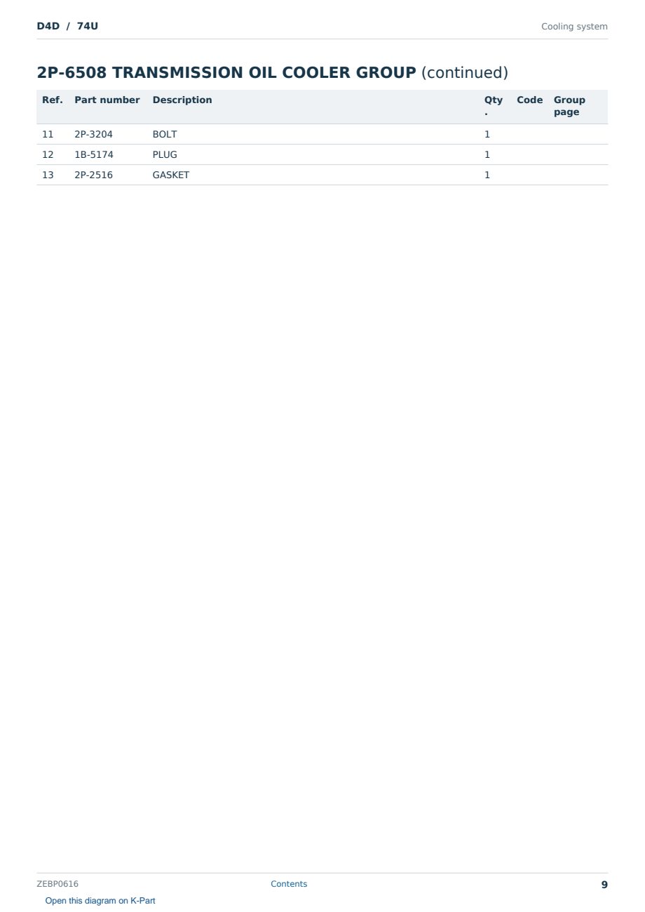 Caterpillar D4D S/N 74U Partsbook ZEBP0616 (English) - sample page 9 of 10 Caterpillar D4D S/N 74U Partsbook ZEBP0616 (English) - sample page 9 of 10