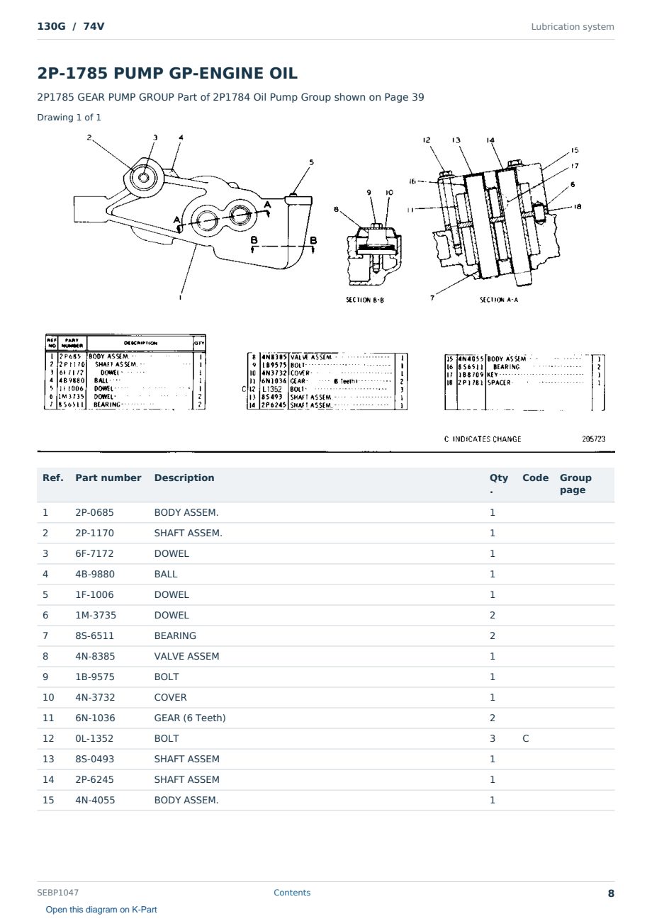 Caterpillar 130G S/N 74V Partsbook SEBP1047 (English) - sample page 8 of 10 Caterpillar 130G S/N 74V Partsbook SEBP1047 (English) - sample page 8 of 10