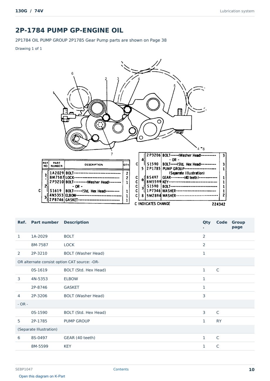 Caterpillar 130G S/N 74V Partsbook SEBP1047 (English) - sample page 10 of 10 Caterpillar 130G S/N 74V Partsbook SEBP1047 (English) - sample page 10 of 10