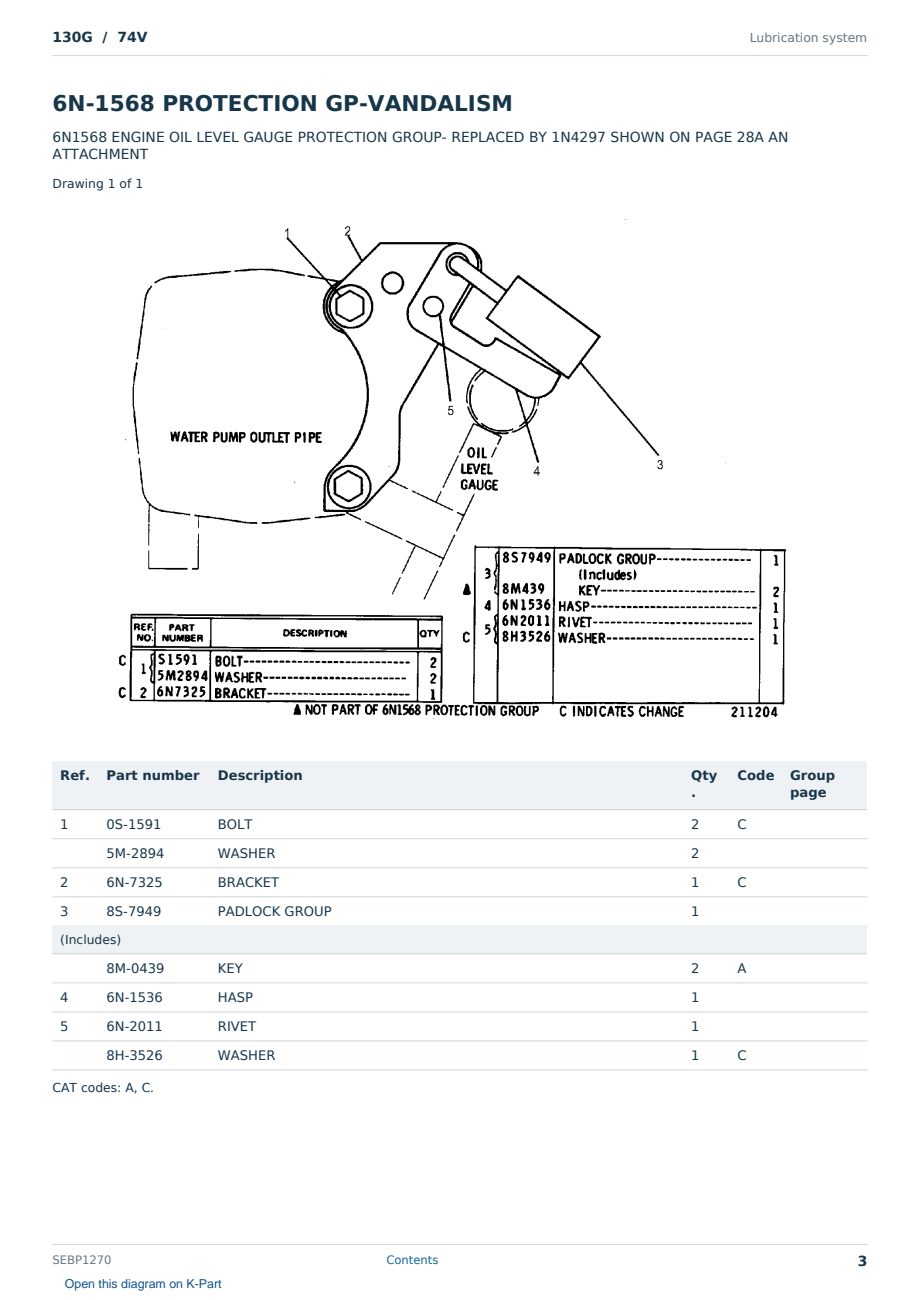 Caterpillar 130G S/N 74V Partsbook SEBP1270 (English) - sample page 3 of 10 Caterpillar 130G S/N 74V Partsbook SEBP1270 (English) - sample page 3 of 10