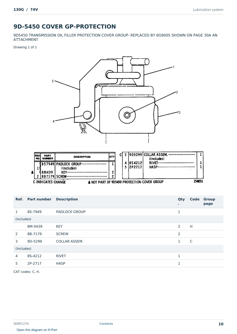 Caterpillar 130G S/N 74V Partsbook SEBP1270 (English) - sample page 10 of 10 Caterpillar 130G S/N 74V Partsbook SEBP1270 (English) - sample page 10 of 10