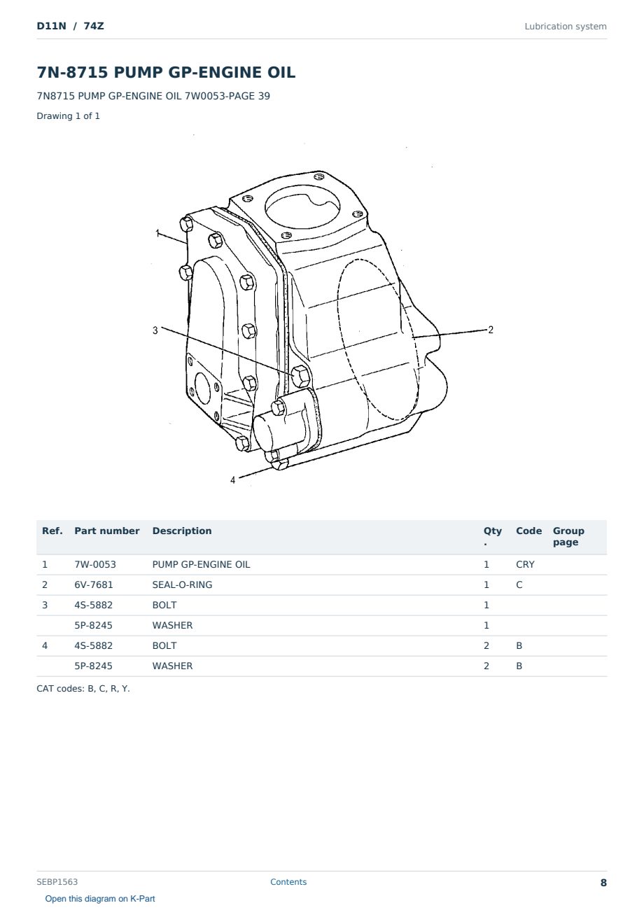 Caterpillar D11N S/N 74Z Partsbook SEBP1563 (English) - sample page 8 of 10 Caterpillar D11N S/N 74Z Partsbook SEBP1563 (English) - sample page 8 of 10
