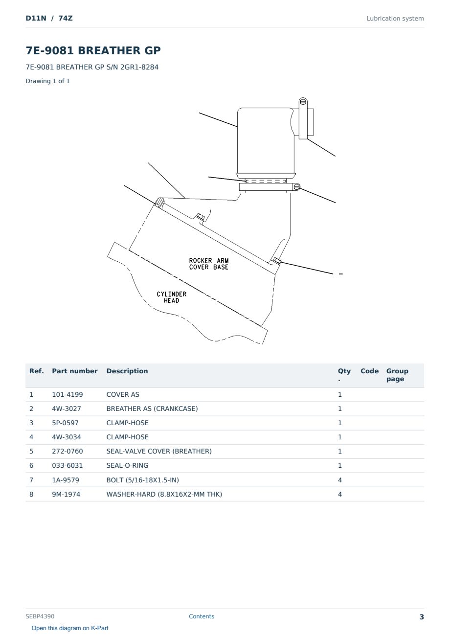 Caterpillar D11N S/N 74Z Partsbook SEBP4390 (English) - sample page 3 of 10 Caterpillar D11N S/N 74Z Partsbook SEBP4390 (English) - sample page 3 of 10