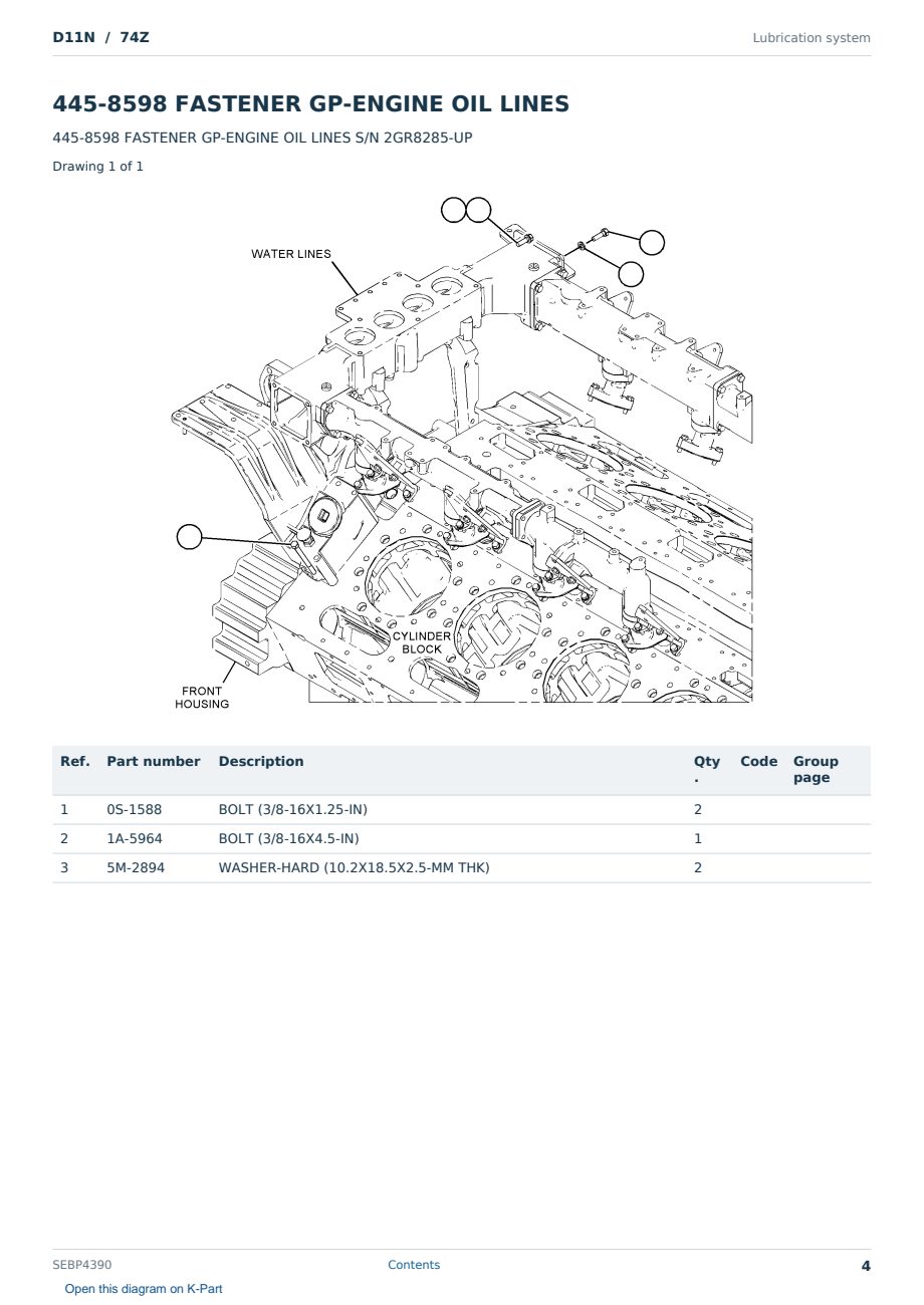 Caterpillar D11N S/N 74Z Partsbook SEBP4390 (English) - sample page 4 of 10 Caterpillar D11N S/N 74Z Partsbook SEBP4390 (English) - sample page 4 of 10