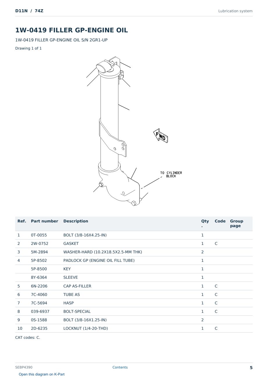 Caterpillar D11N S/N 74Z Partsbook SEBP4390 (English) - sample page 5 of 10 Caterpillar D11N S/N 74Z Partsbook SEBP4390 (English) - sample page 5 of 10