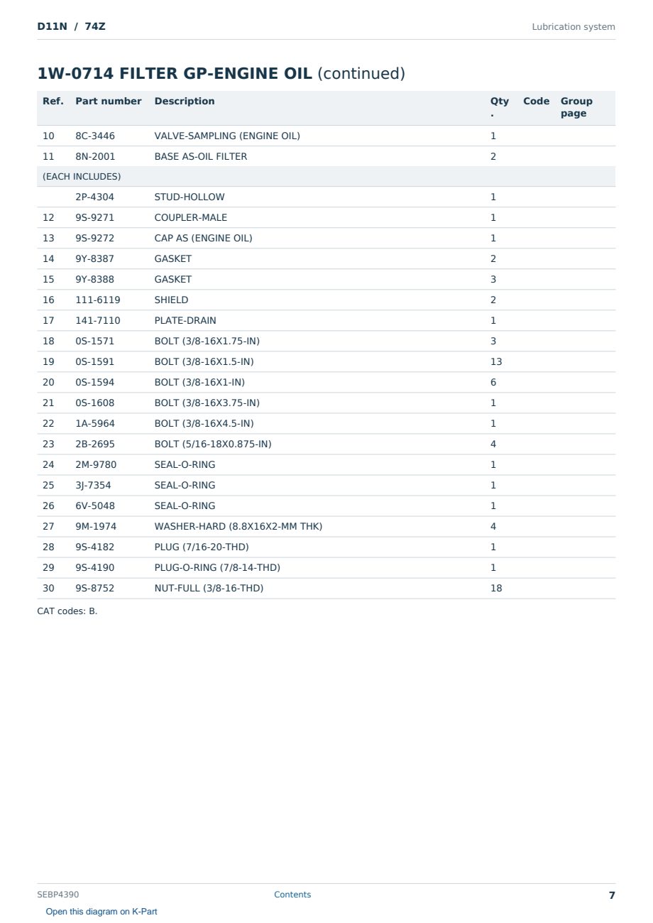 Caterpillar D11N S/N 74Z Partsbook SEBP4390 (English) - sample page 7 of 10 Caterpillar D11N S/N 74Z Partsbook SEBP4390 (English) - sample page 7 of 10