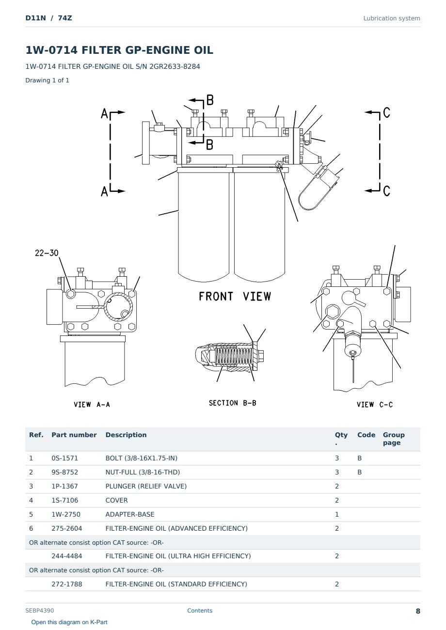 Caterpillar D11N S/N 74Z Partsbook SEBP4390 (English) - sample page 8 of 10 Caterpillar D11N S/N 74Z Partsbook SEBP4390 (English) - sample page 8 of 10