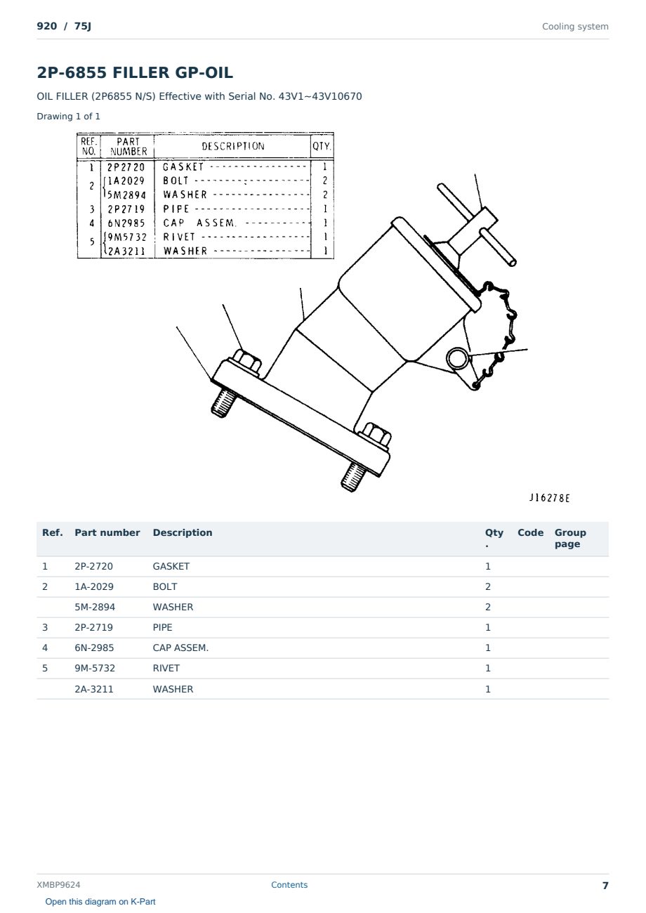 Caterpillar 920 S/N 75J Partsbook XMBP9624 (English) - sample page 7 of 10 Caterpillar 920 S/N 75J Partsbook XMBP9624 (English) - sample page 7 of 10