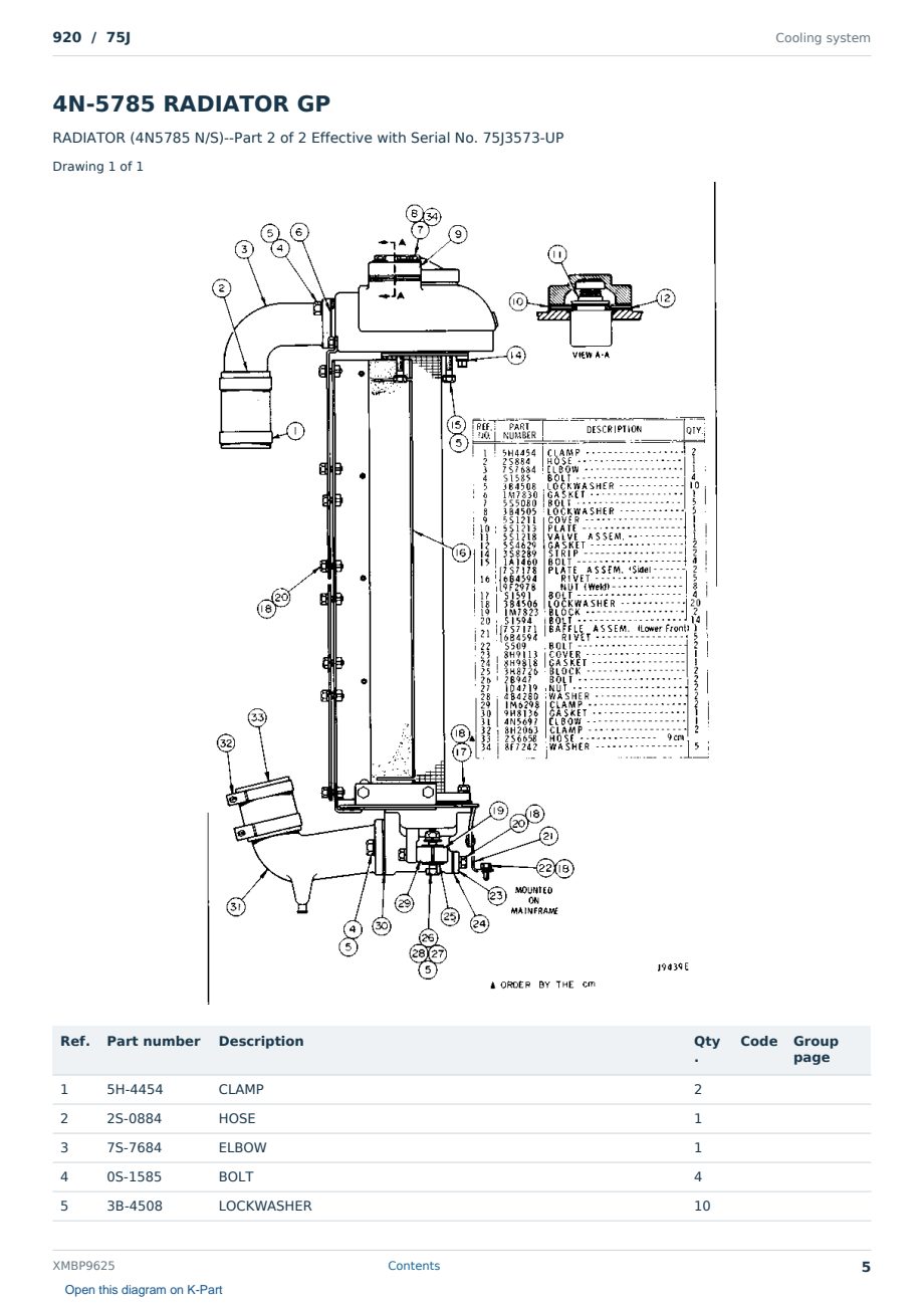 Caterpillar 920 S/N 75J Partsbook XMBP9625 (English) - sample page 5 of 10 Caterpillar 920 S/N 75J Partsbook XMBP9625 (English) - sample page 5 of 10