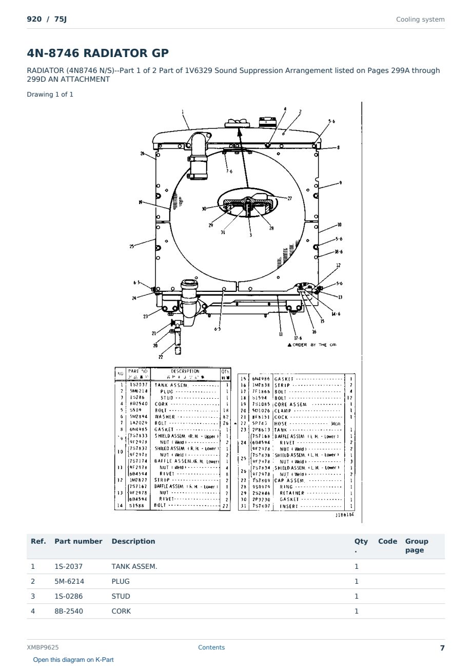 Caterpillar 920 S/N 75J Partsbook XMBP9625 (English) - sample page 7 of 10 Caterpillar 920 S/N 75J Partsbook XMBP9625 (English) - sample page 7 of 10