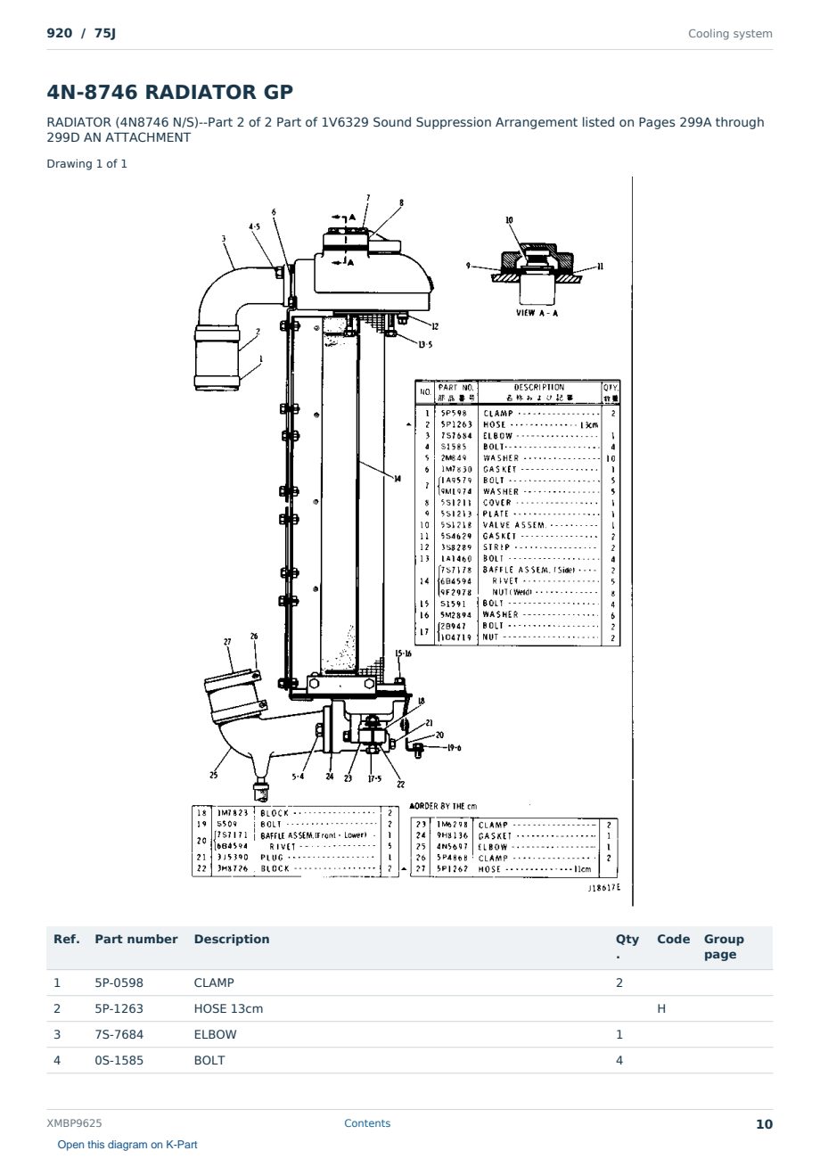 Caterpillar 920 S/N 75J Partsbook XMBP9625 (English) - sample page 10 of 10 Caterpillar 920 S/N 75J Partsbook XMBP9625 (English) - sample page 10 of 10