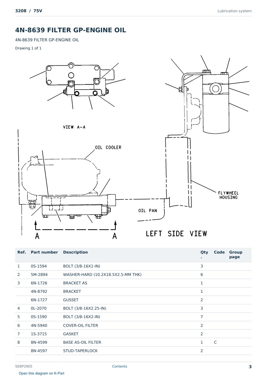 Caterpillar 3208 S/N 75V Partsbook SEBP2905 (English) - sample page 3 of 10 Caterpillar 3208 S/N 75V Partsbook SEBP2905 (English) - sample page 3 of 10