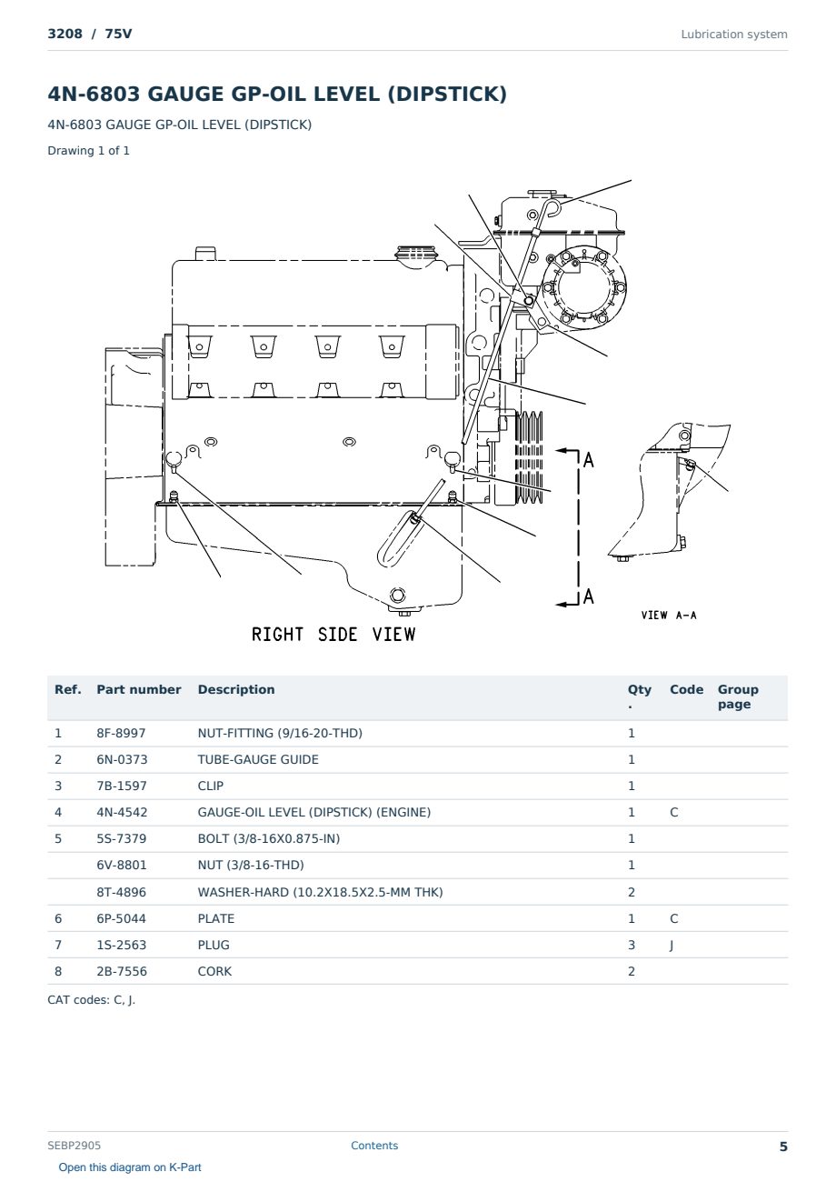 Caterpillar 3208 S/N 75V Partsbook SEBP2905 (English) - sample page 5 of 10 Caterpillar 3208 S/N 75V Partsbook SEBP2905 (English) - sample page 5 of 10