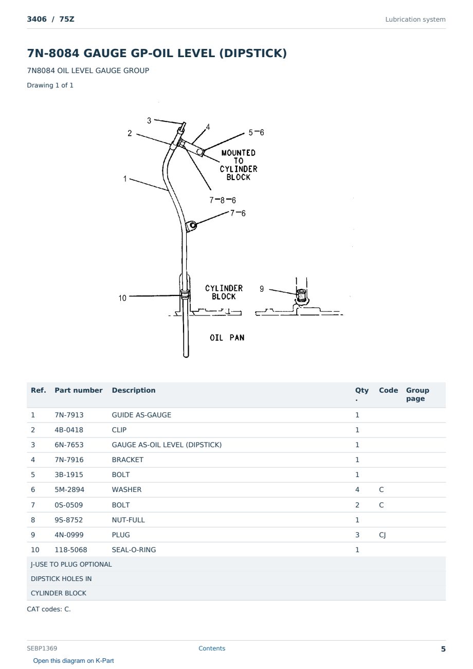 Caterpillar 3406 S/N 75Z Partsbook SEBP1369 (English) - sample page 5 of 10 Caterpillar 3406 S/N 75Z Partsbook SEBP1369 (English) - sample page 5 of 10