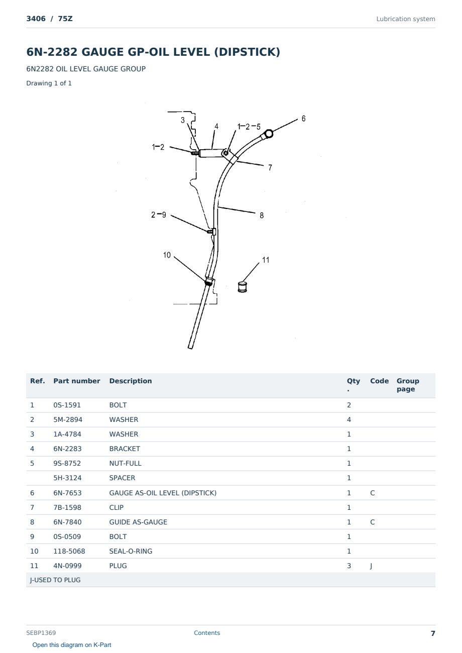 Caterpillar 3406 S/N 75Z Partsbook SEBP1369 (English) - sample page 7 of 10 Caterpillar 3406 S/N 75Z Partsbook SEBP1369 (English) - sample page 7 of 10