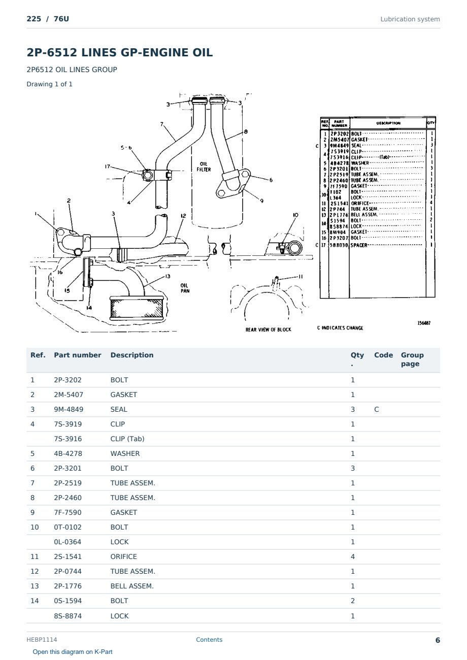 Caterpillar 225 S/N 76U Partsbook HEBP1114 (English) - sample page 6 of 10 Caterpillar 225 S/N 76U Partsbook HEBP1114 (English) - sample page 6 of 10