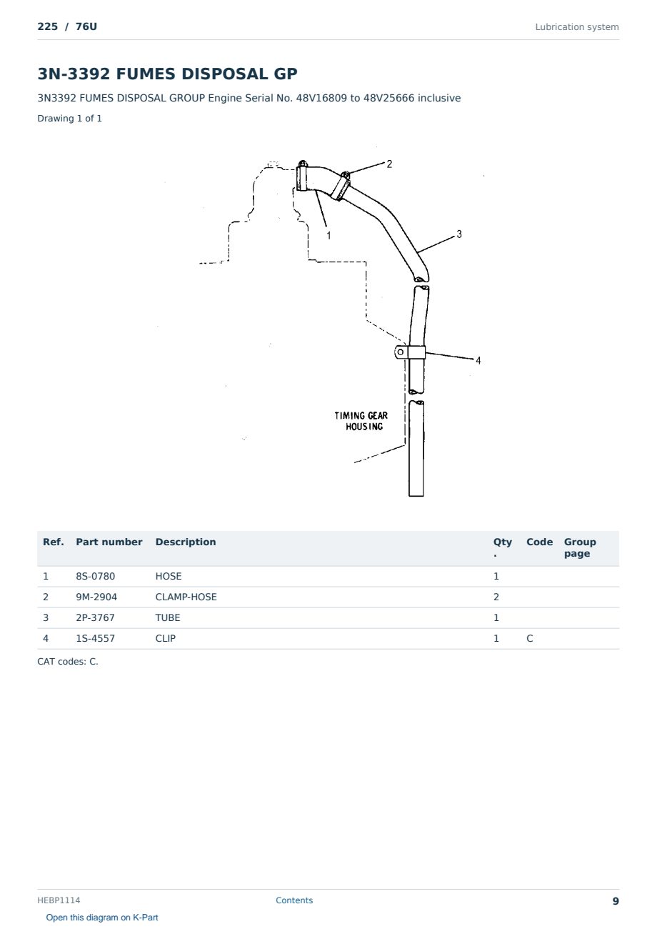 Caterpillar 225 S/N 76U Partsbook HEBP1114 (English) - sample page 9 of 10 Caterpillar 225 S/N 76U Partsbook HEBP1114 (English) - sample page 9 of 10