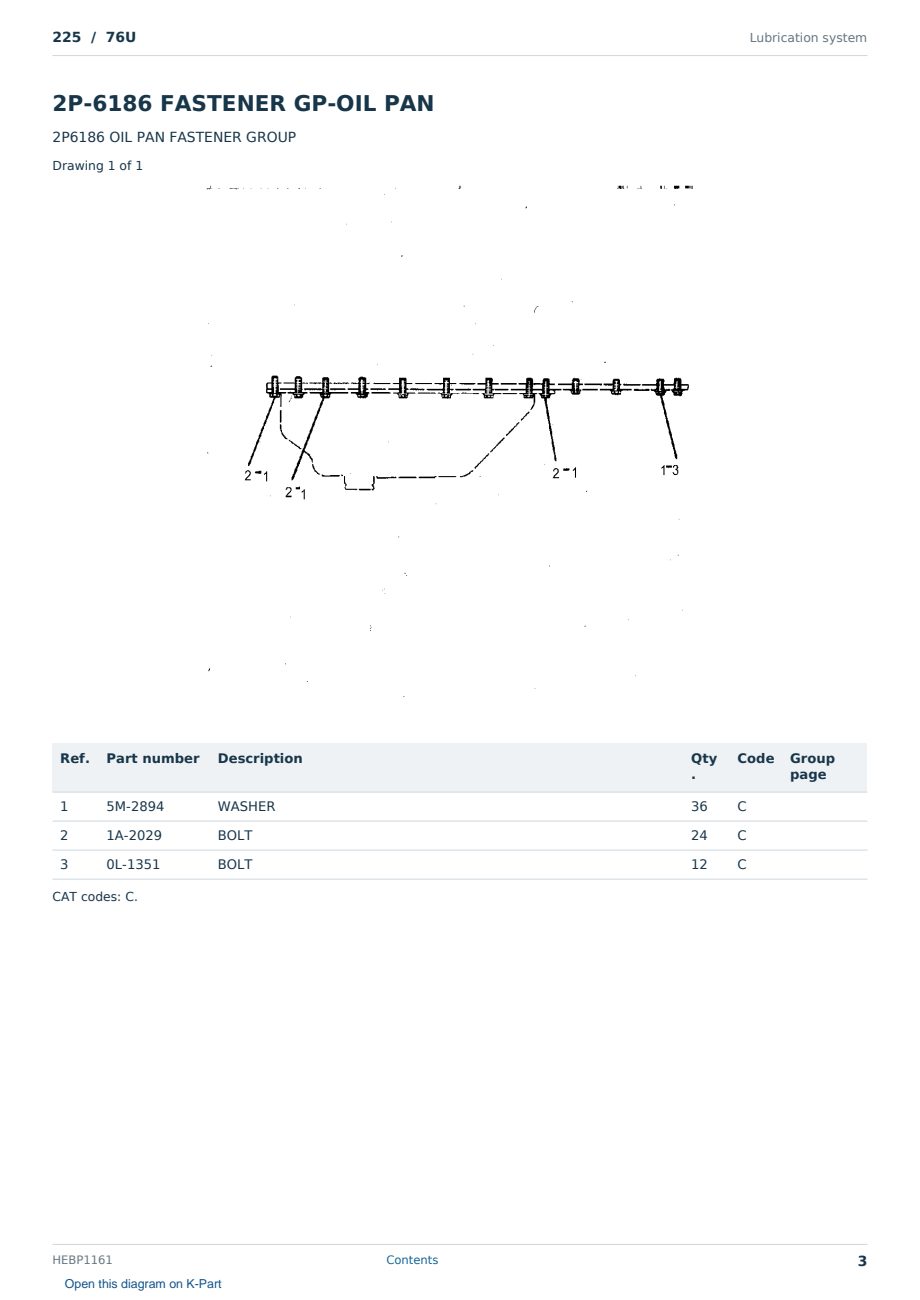 Caterpillar 225 S/N 76U Partsbook HEBP1161 (English) - sample page 3 of 10 Caterpillar 225 S/N 76U Partsbook HEBP1161 (English) - sample page 3 of 10