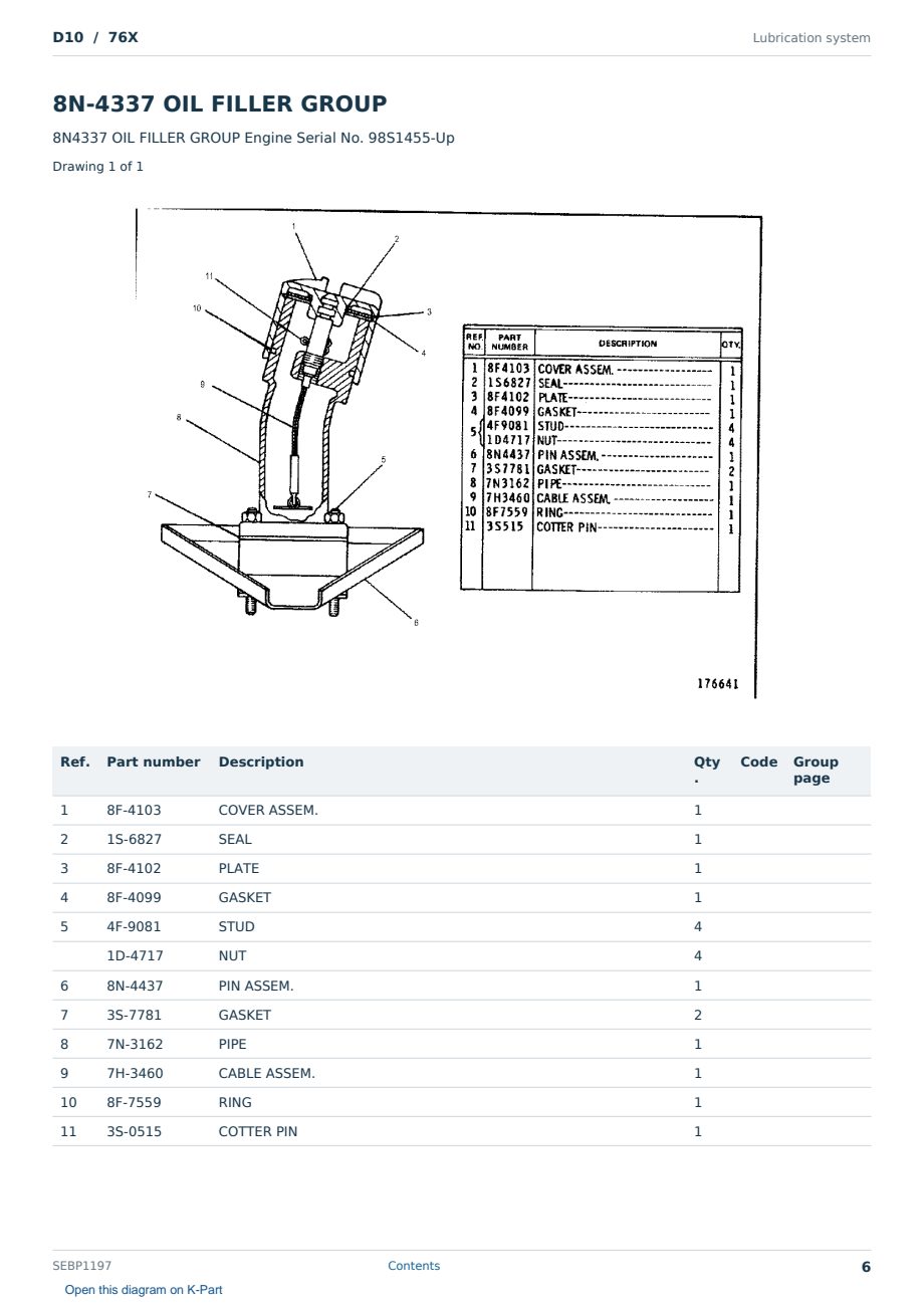 Caterpillar D10 S/N 76X Partsbook SEBP1197 (English) - sample page 6 of 10 Caterpillar D10 S/N 76X Partsbook SEBP1197 (English) - sample page 6 of 10