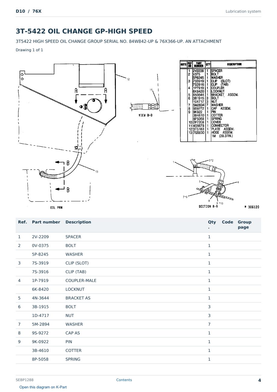 Caterpillar D10 S/N 76X Partsbook SEBP1288 (English) - sample page 4 of 10 Caterpillar D10 S/N 76X Partsbook SEBP1288 (English) - sample page 4 of 10