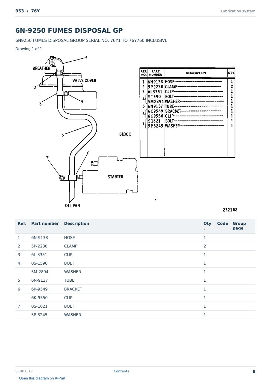 Caterpillar 953 S/N 76Y Partsbook SEBP1317 (English) - sample page 8 of 10 Caterpillar 953 S/N 76Y Partsbook SEBP1317 (English) - sample page 8 of 10