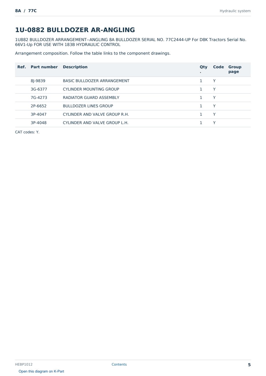 Caterpillar 8A S/N 77C Partsbook HEBP1012 (English) - sample page 5 of 10 Caterpillar 8A S/N 77C Partsbook HEBP1012 (English) - sample page 5 of 10