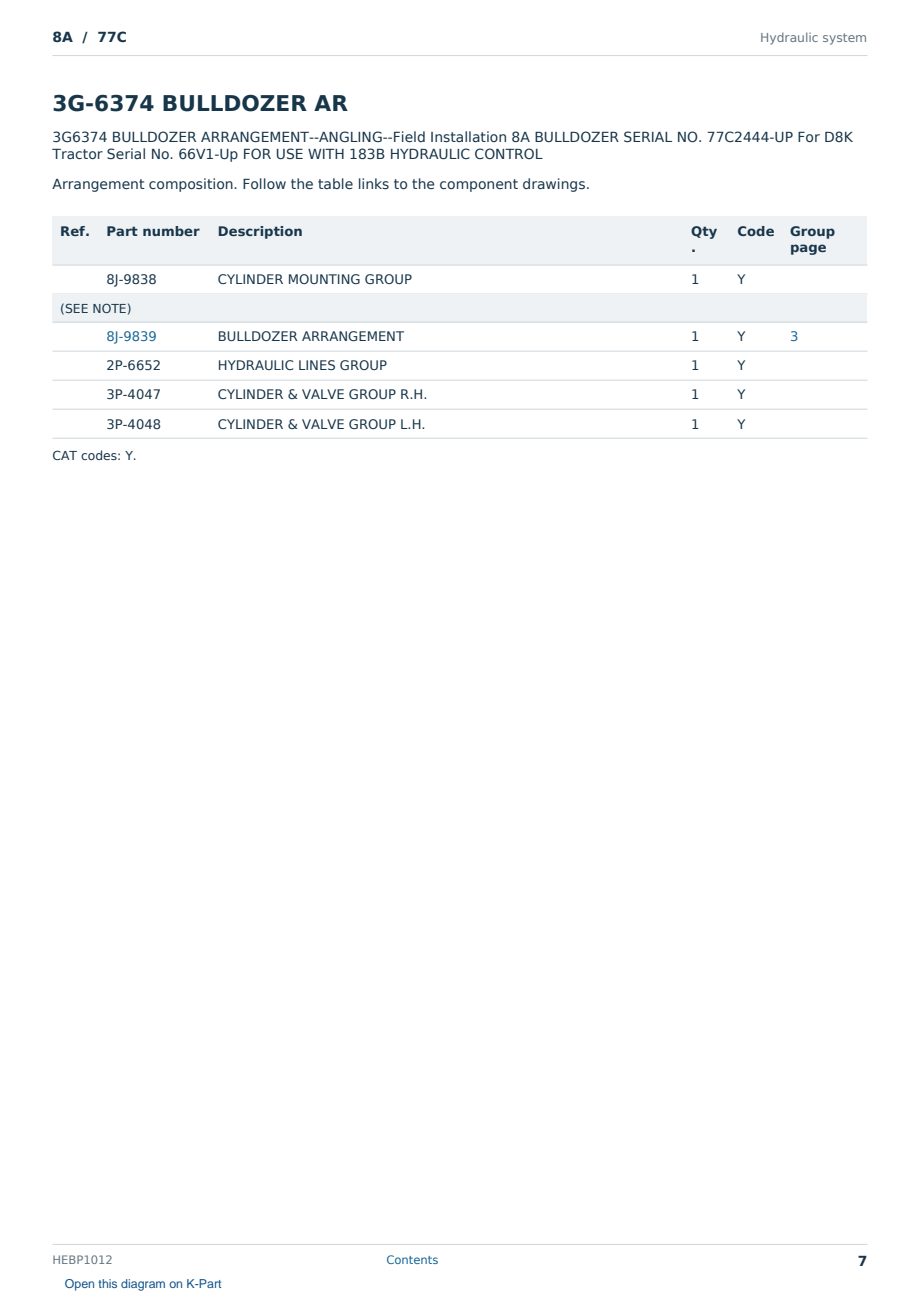 Caterpillar 8A S/N 77C Partsbook HEBP1012 (English) - sample page 7 of 10 Caterpillar 8A S/N 77C Partsbook HEBP1012 (English) - sample page 7 of 10
