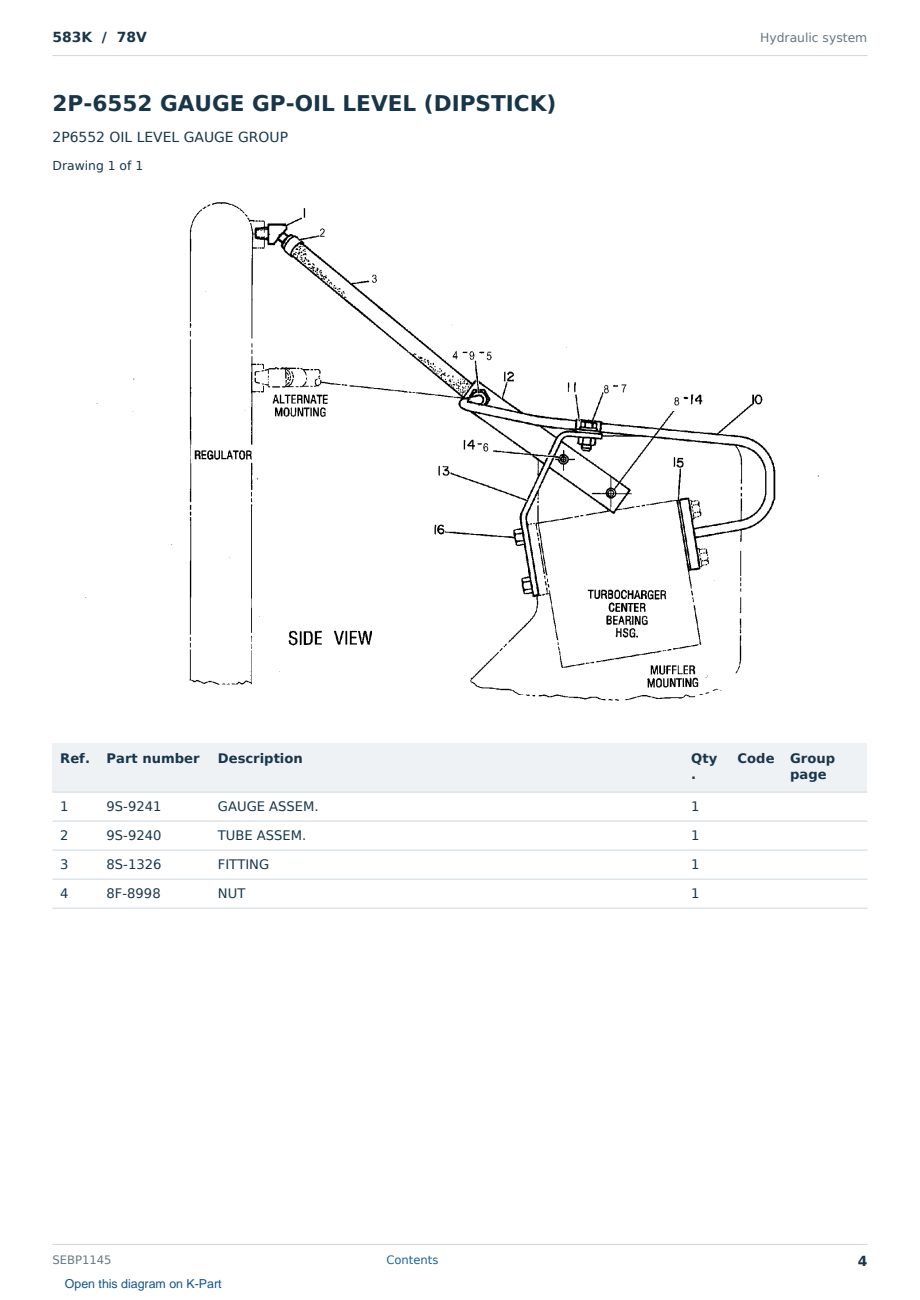 Caterpillar 583K S/N 78V Partsbook SEBP1145 (English) - sample page 4 of 10 Caterpillar 583K S/N 78V Partsbook SEBP1145 (English) - sample page 4 of 10