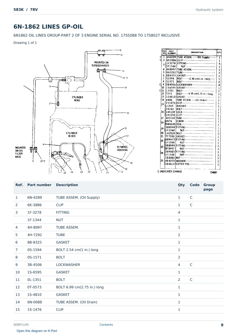 Caterpillar 583K S/N 78V Partsbook SEBP1145 (English) - sample page 8 of 10 Caterpillar 583K S/N 78V Partsbook SEBP1145 (English) - sample page 8 of 10