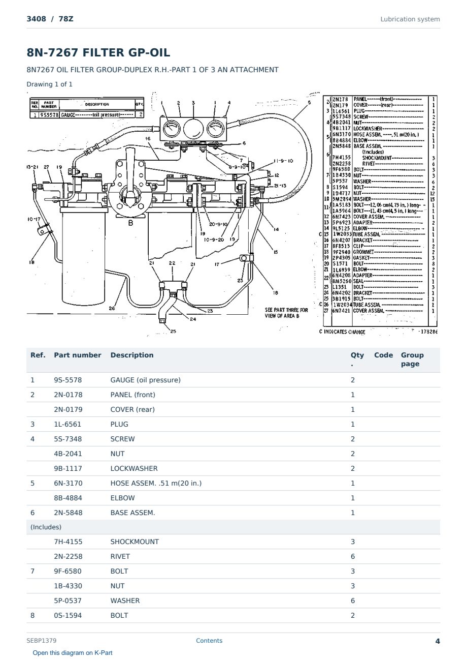 Caterpillar 3408 S/N 78Z Partsbook SEBP1379 (English) - sample page 4 of 10 Caterpillar 3408 S/N 78Z Partsbook SEBP1379 (English) - sample page 4 of 10