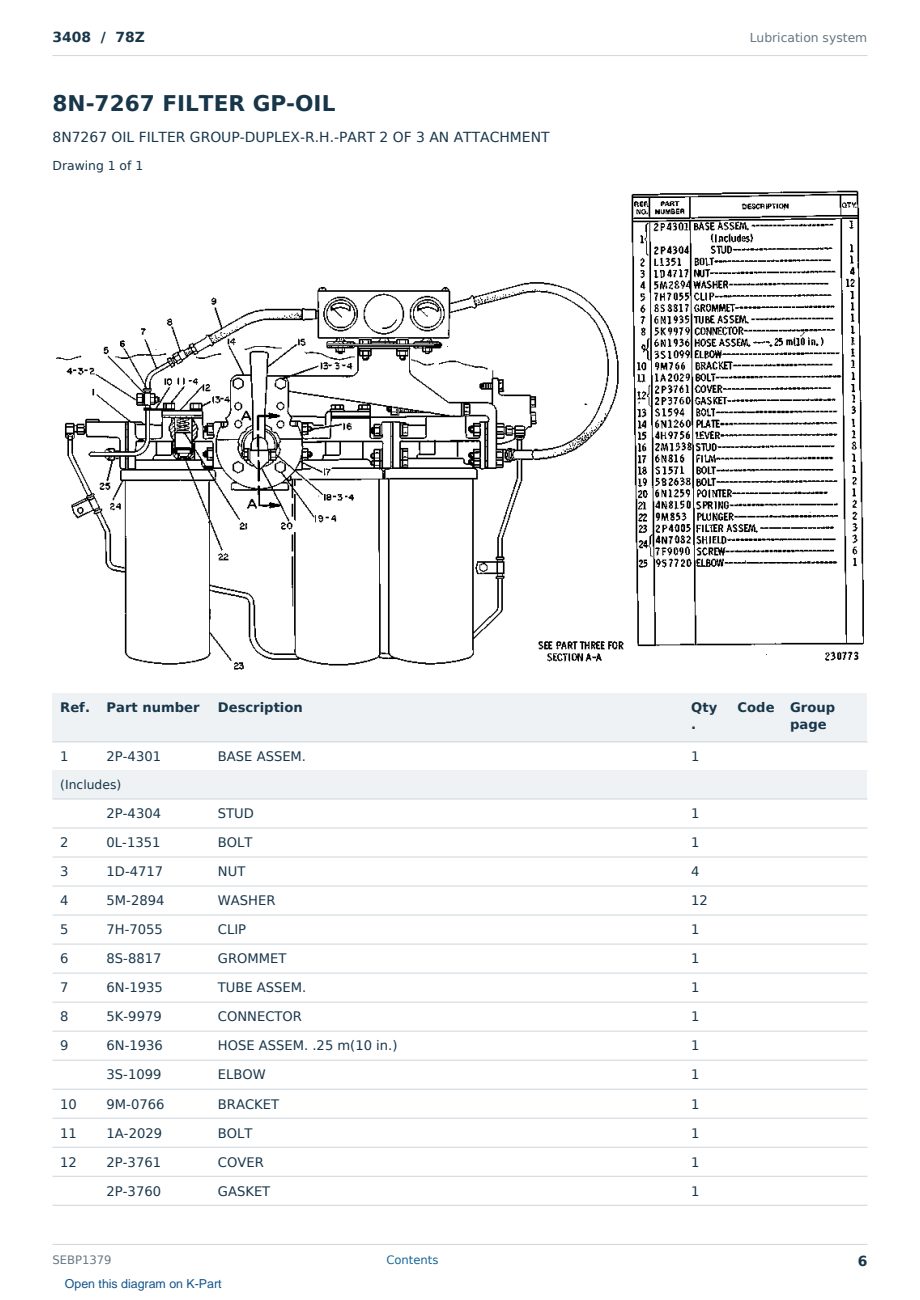 Caterpillar 3408 S/N 78Z Partsbook SEBP1379 (English) - sample page 6 of 10 Caterpillar 3408 S/N 78Z Partsbook SEBP1379 (English) - sample page 6 of 10