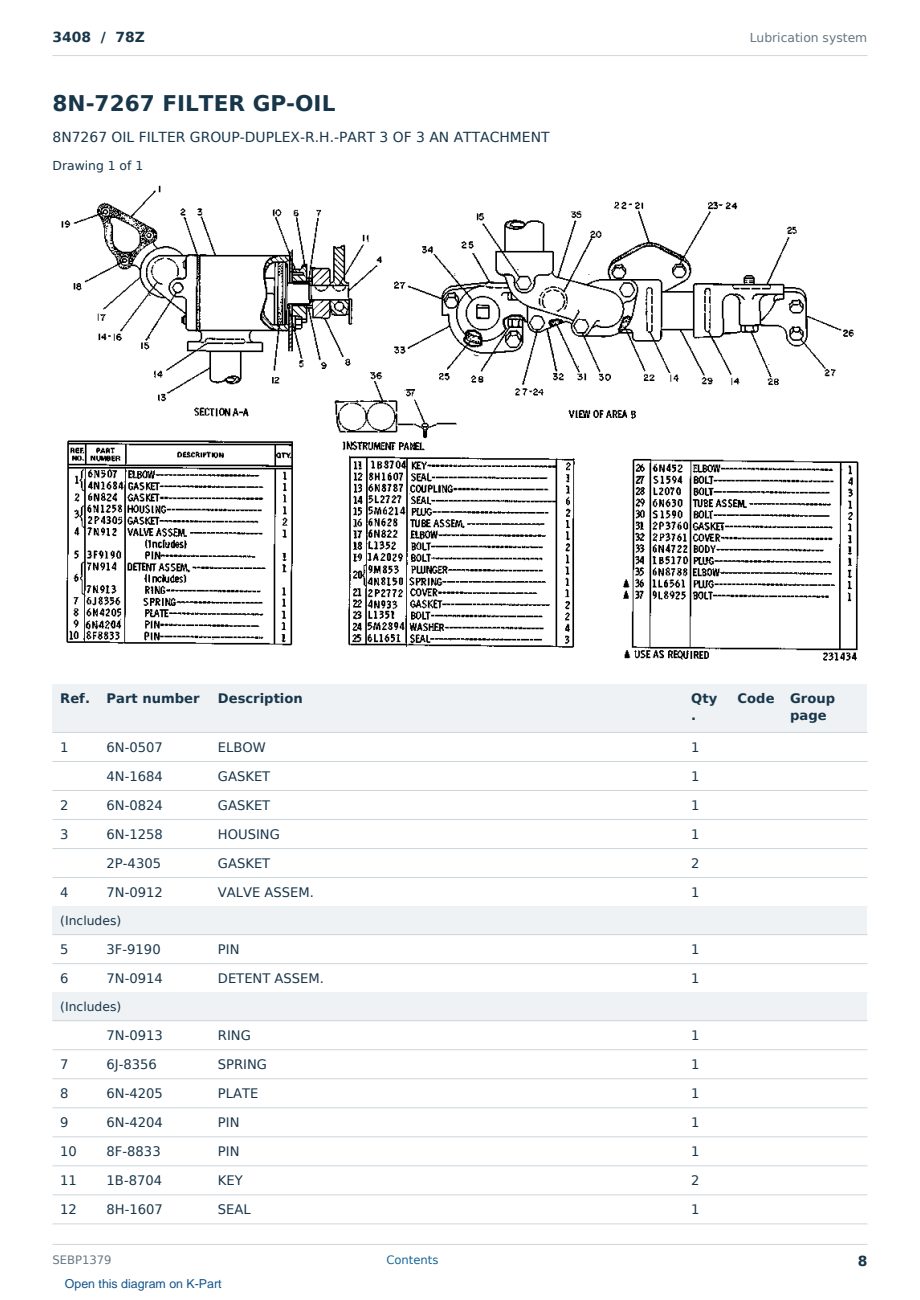 Caterpillar 3408 S/N 78Z Partsbook SEBP1379 (English) - sample page 8 of 10 Caterpillar 3408 S/N 78Z Partsbook SEBP1379 (English) - sample page 8 of 10